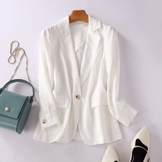 [ORDER] - Áo Vest Blazer Linen Trắng Dài Tay