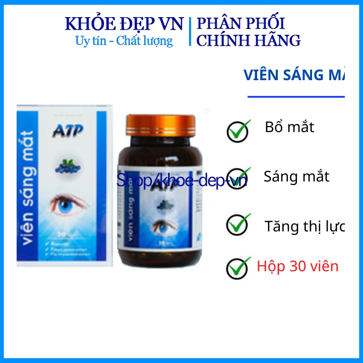 Viên uống sáng mắt ATP giảm khô mắt , mờ mắt , giảm cận thị viễn thị tăng cường trí nhớ hộp 30 viên