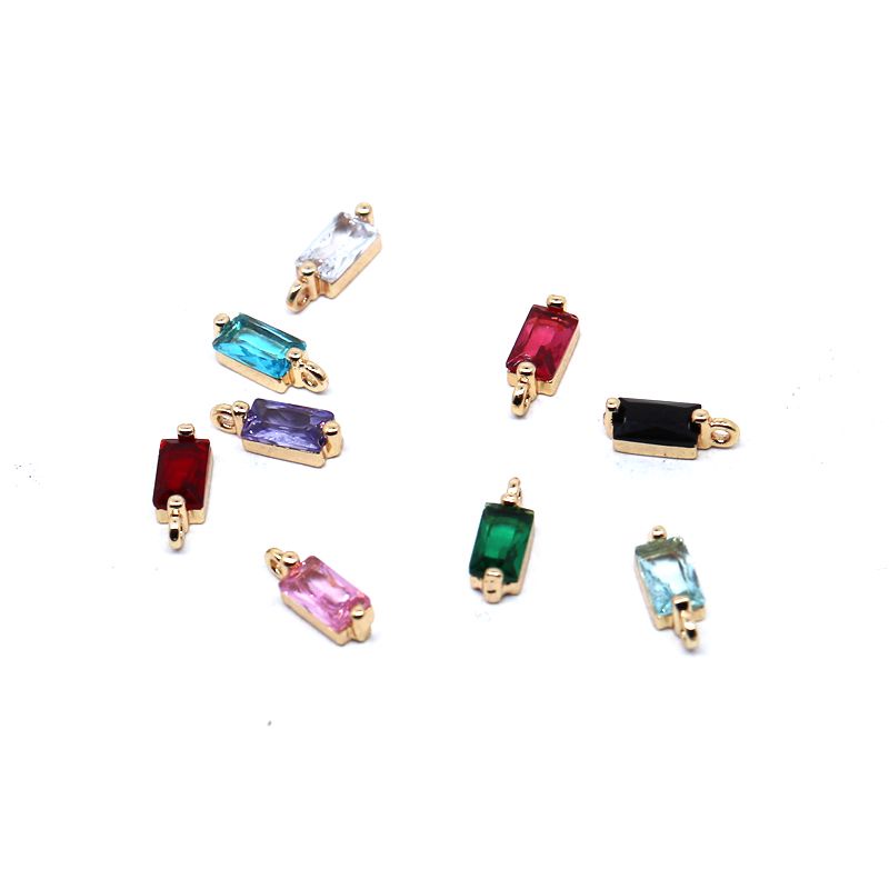 Mặt Dây Chuyền Mini Hình Vuông Bằng Đồng Thau Vàng 18K Đính Đá zircon