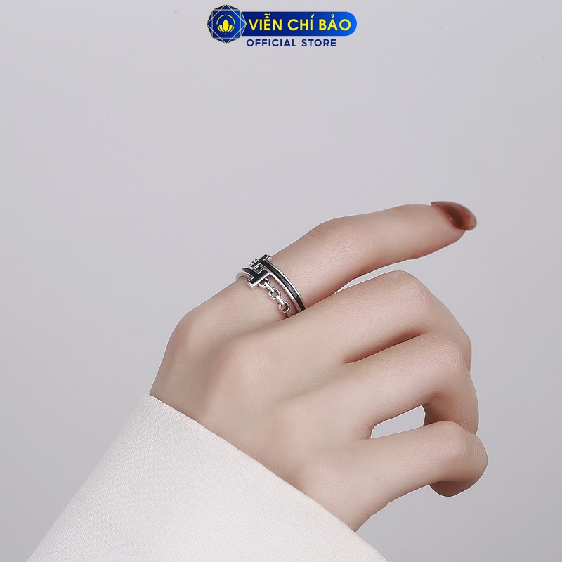 Nhẫn bạc nữ chữ T đối xứng chất liệu bạc 925 thời trang phụ kiện trang sức nữ thương hiệu Viễn Chí Bảo N000063