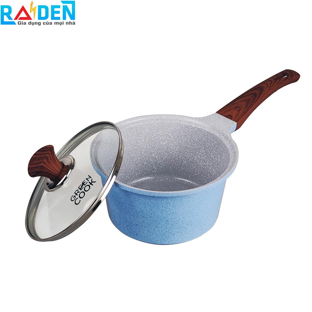 [Chính hãng] Quánh, nồi đúc men đá Sapphire 9 lớp Greencook GCS09 sử dụng được bếp ga, bếp hồng ngoại, bếp từ