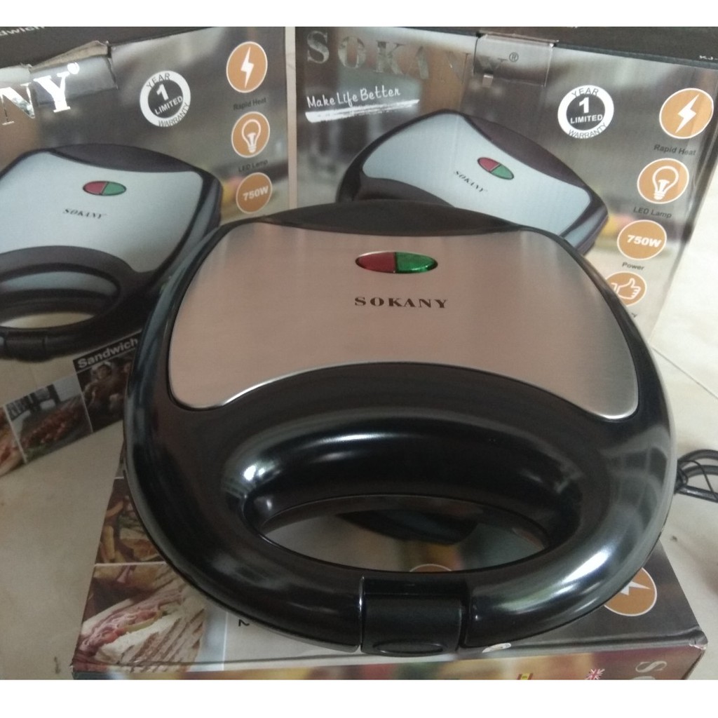 [new 2019] Máy nướng bánh hotdog Sokany 2 mặt tráng ceramic chống dính cao cấp, chế độ điện tự động an toàn