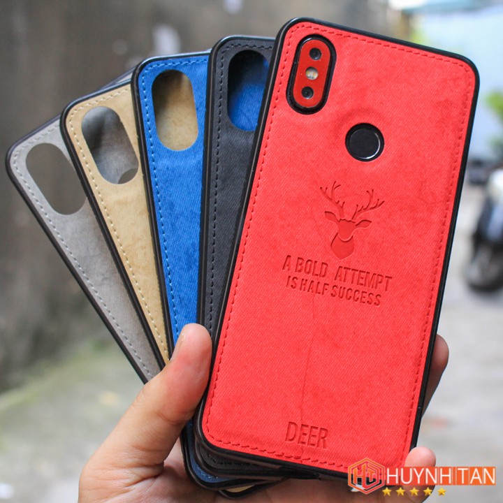 Ốp lưng Xiaomi Mi 6X / Mi A2 vân da khắc hình Nai viền chỉ(Full Màu)