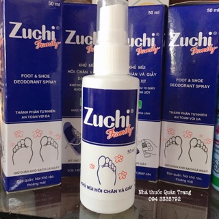 Xịt khử mùi hôi chân & giày Zuchi family chai 50ml
