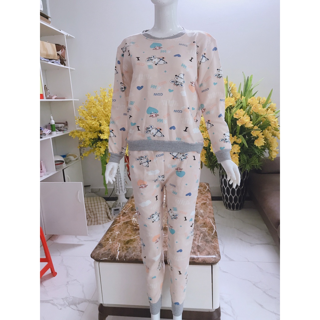 Bộ NgủFREESHIP Bộ Mặc Nhà Nỉ Lót Bông Dầy Dặn Họa Tiết Dễ Thương Siêu Ấm Giữ Nhiệt Nhiều Màu AN61