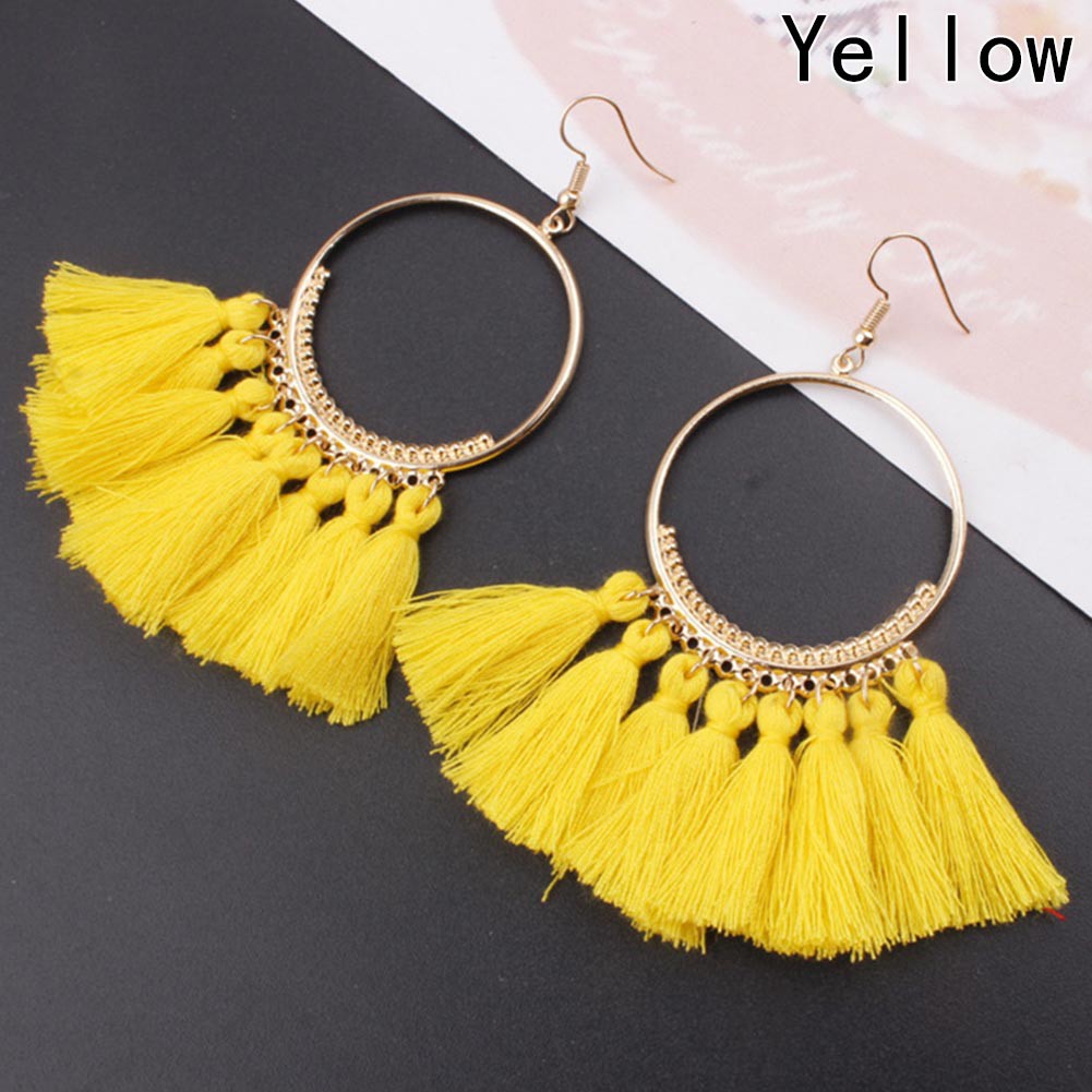 Khuyên tai phối núm tua to bản sang trọng cho nữ