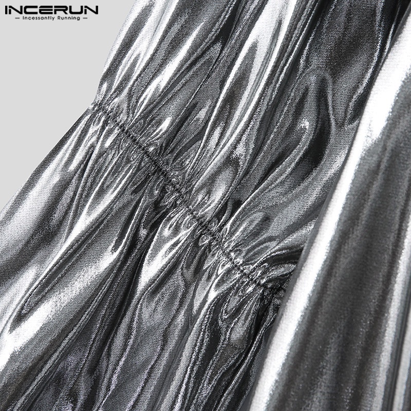 Áo INCERUN dài tay cổ chữ V lấp lánh cá tính cho nam