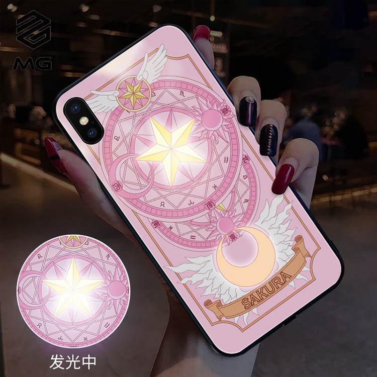 Ốp Điện Thoại Tráng Gương Họa Tiết Thủy Thủ Mặt Trăng Có Đèn LED Cho iphone 14Promax 14Pro 14 14Max 13 11 12pro 7 / 8