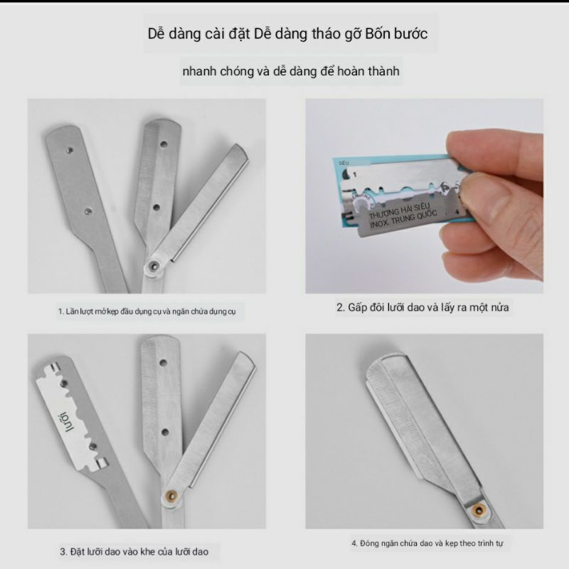 Dao Cạo Lông Mặt - Cạo Râu Cán Thép Không Gỉ Nhiều Màu Lựa Chọn