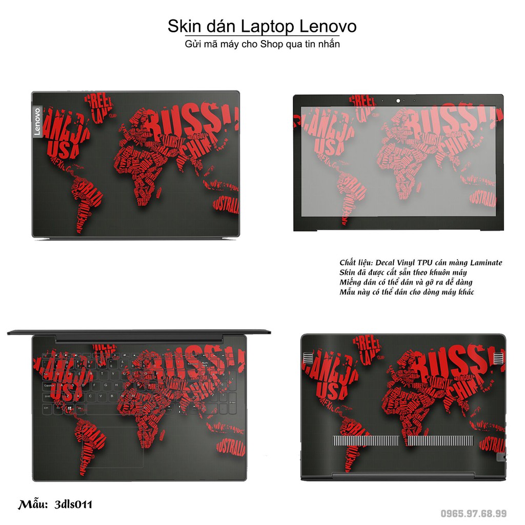 Skin dán Laptop Lenovo in hình 3D Abstract (inbox mã máy cho Shop)