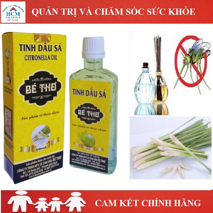 Tinh dầu sả java nguyên chất treo xe Bé Thơ chai 50 ml HCM17