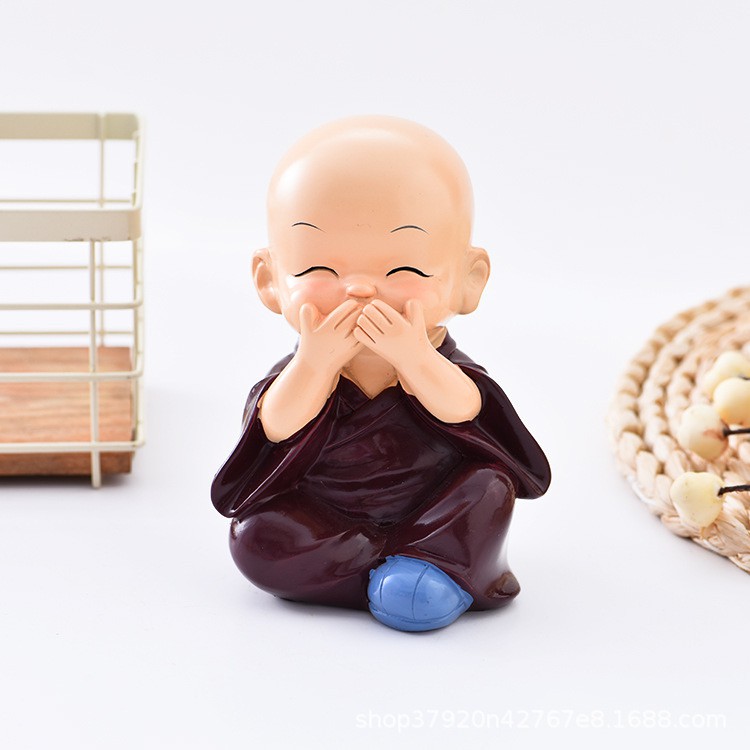 Bộ Tượng Chú Tiểu Tứ Không Trang Trí Taplo Ô Tô - Tượng Phong Thủy 4 Tư Thế - Trang Trí Xe Hơi