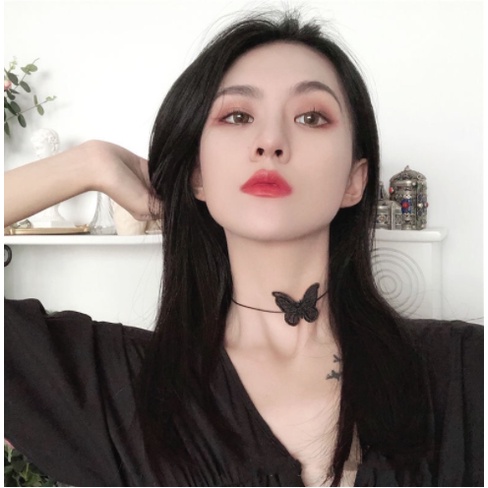 💥 Vòng Cổ Choker Ren Hình Bươm B.ướm Đeo Cổ Dây Mảnh Quyến Rũ Màu Trắng / Đen Thời Trang Cho Nữ 💥000619