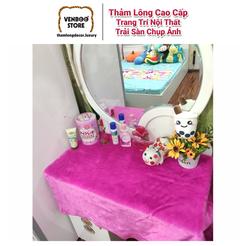 Thảm Lông Trải Bàn Trang Điểm Thảm Lông Chụp Ảnh Nail Spa | Thảm Lông Decor Phòng Ngủ |  Hồng LM