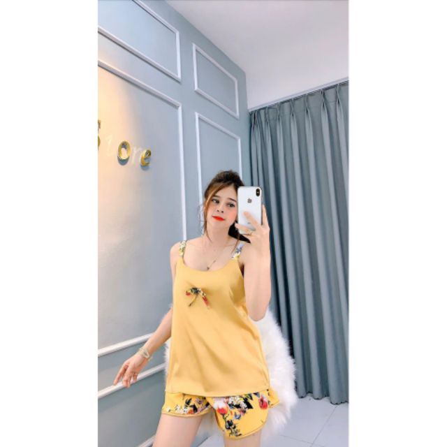 (Ảnh,video thật) Bộ Lụa Quần Đùi 2 Dây siêu xinh