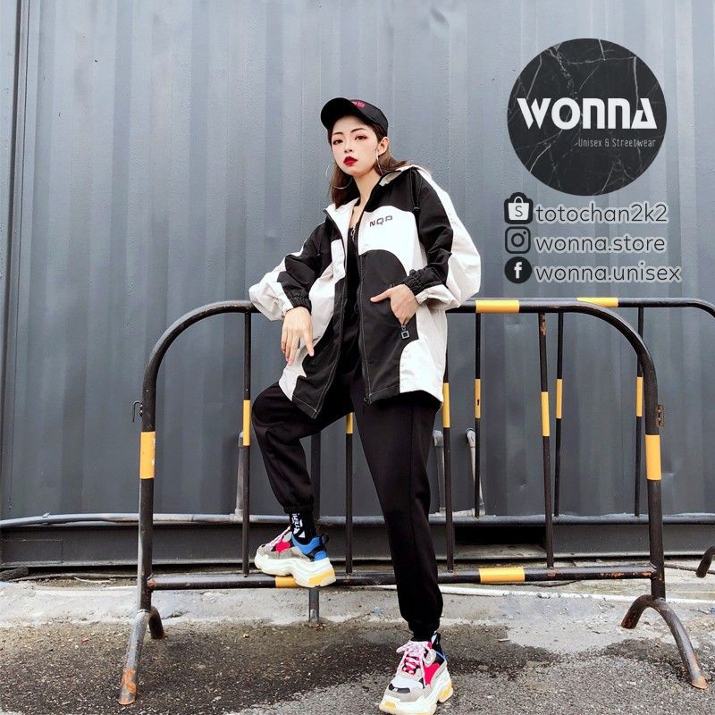 (ORDER) Áo Khoác dù có mũ form rộng trắng đen xanh Unisex Ulzzang Oversize street style nam nữ gió cá tính có túi | BigBuy360 - bigbuy360.vn