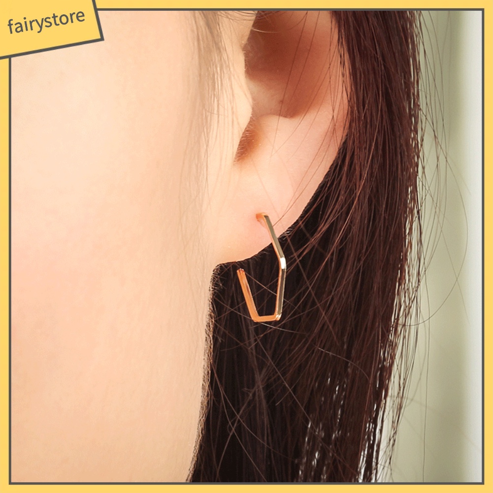 Đôi khuyên tai bằng hợp kim kiểu hình học độc đáo thời trang cho nữ