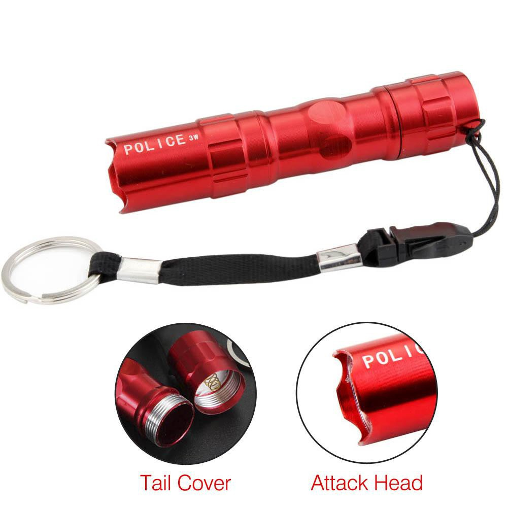 Đèn pin police 3w chiếu sáng mini quân đội Mỹ USA vỏ nhôm có dây nhỏ gọn cầm tay bỏ túi dùng pin tiểu AA ánh sáng trắng