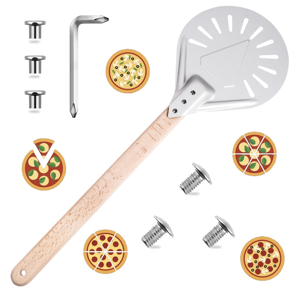 [takejoynew 0527] Round Pizza Paddle 7 Inch Aluminum Perforated Pizza Peel