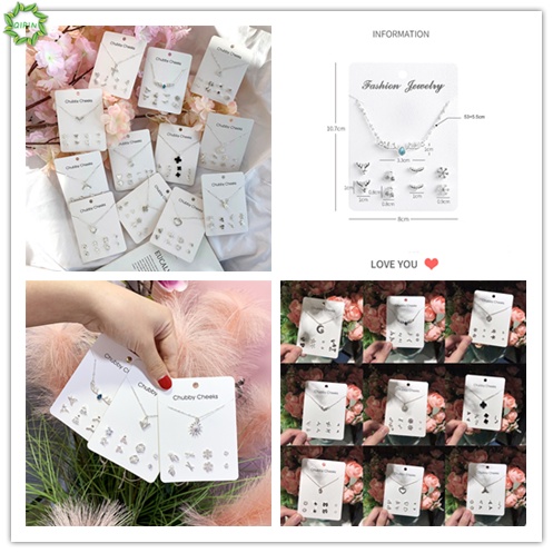 Set vòng cổ + bông tai hình hoa/ cỏ 4 lá/ nơ/ ngôi sao thời trang