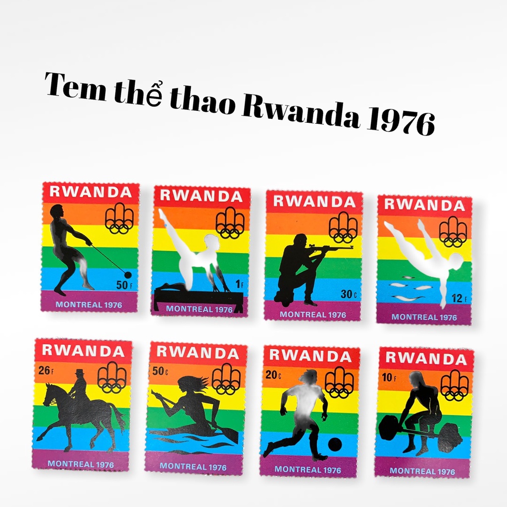 Bộ tem sưu tập chủ đề thể thao châu Phi Rwanda 1976
