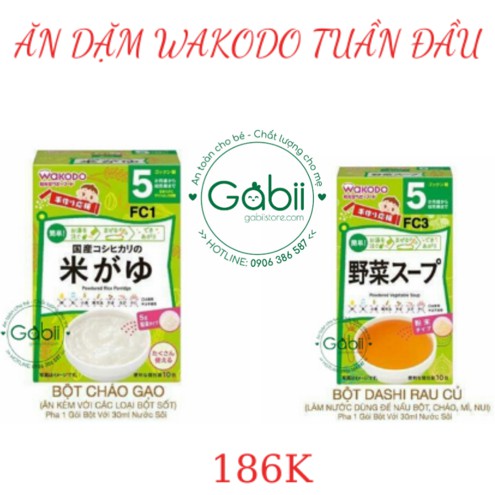 [BÉ 5 THÁNG] THỰC ĐƠN ĂN DẶM TUẦN 1 BỘT WAKODO - GABII STORE