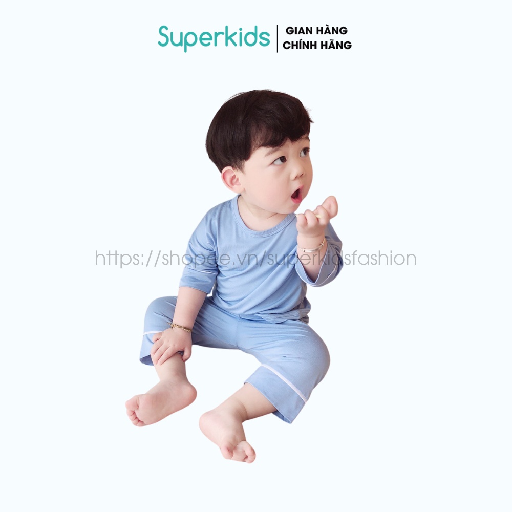 Bộ thun lạnh cao cấp lé trắng cho bé 8-16kg QATE747