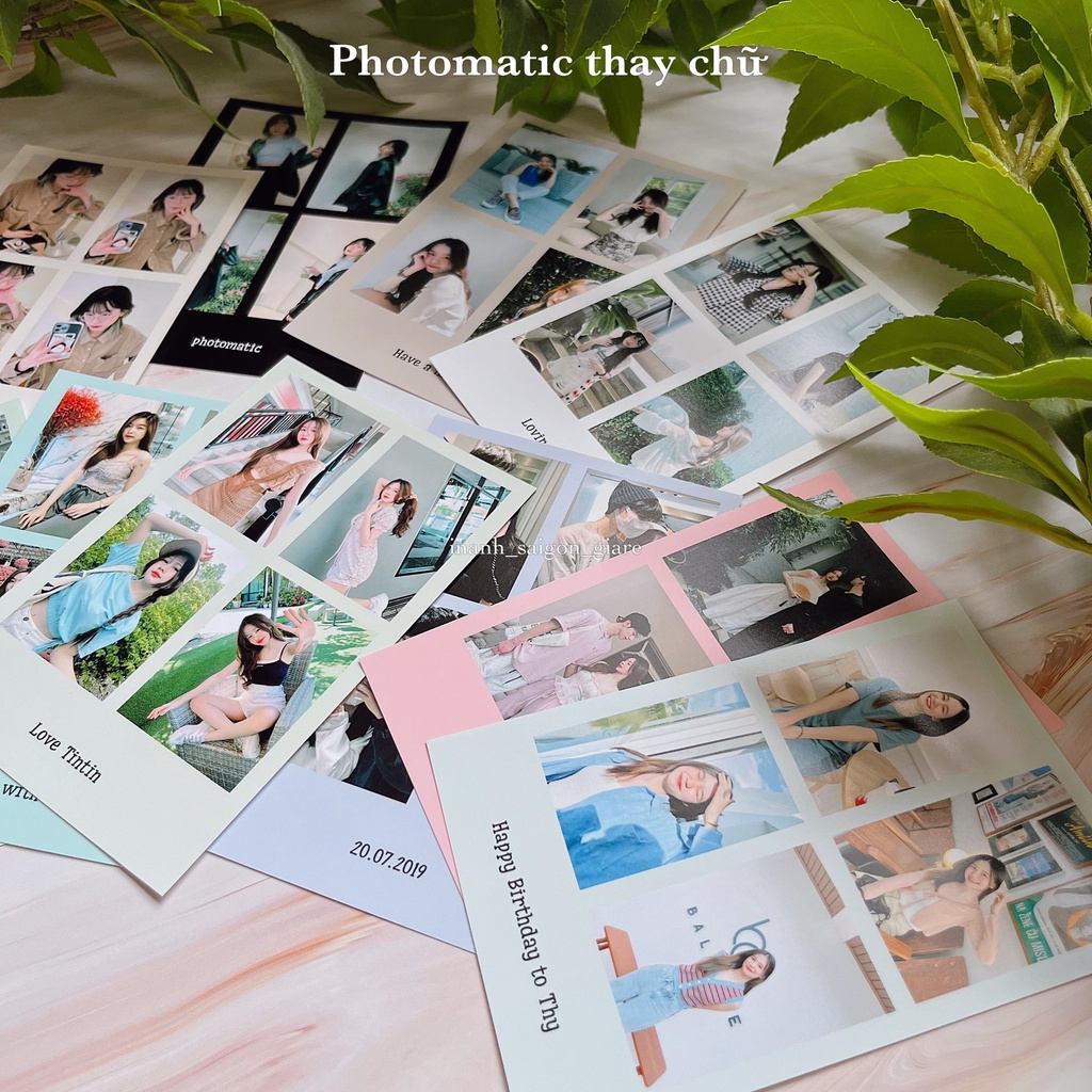 In ảnh photomatic khuôn 4 ảnh thay chữ được in ảnh theo yêu cầu, in ảnh 4 trong 1 chất liệu Lụa