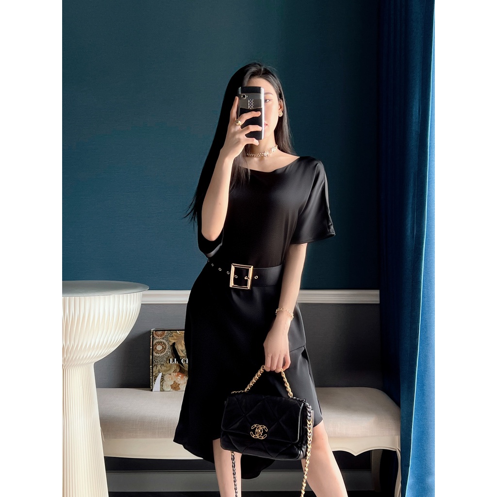 Váy suông đen kiểu dáng độc lạ nhà LinCi Couture