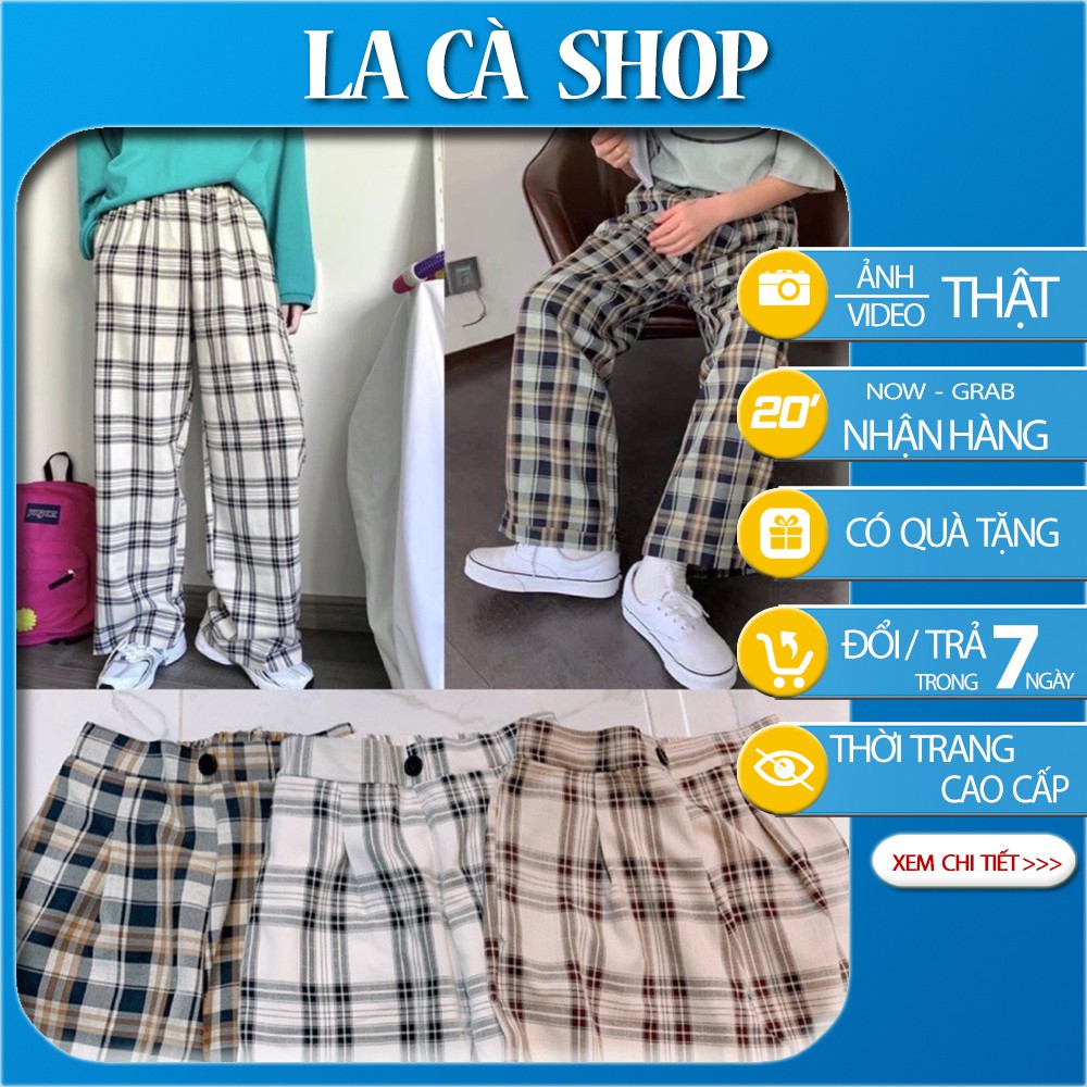 Quần ống rộng cạp cúc chun sau kẻ nhiều màu (dài 96cm) | WebRaoVat - webraovat.net.vn