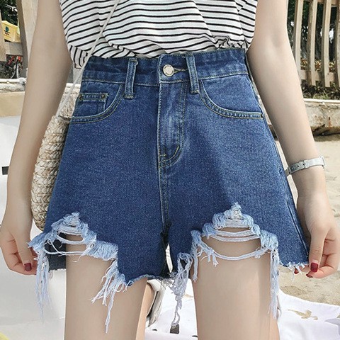 Quần đùi Denim lưng cao phong cách Hàn Quốc | BigBuy360 - bigbuy360.vn