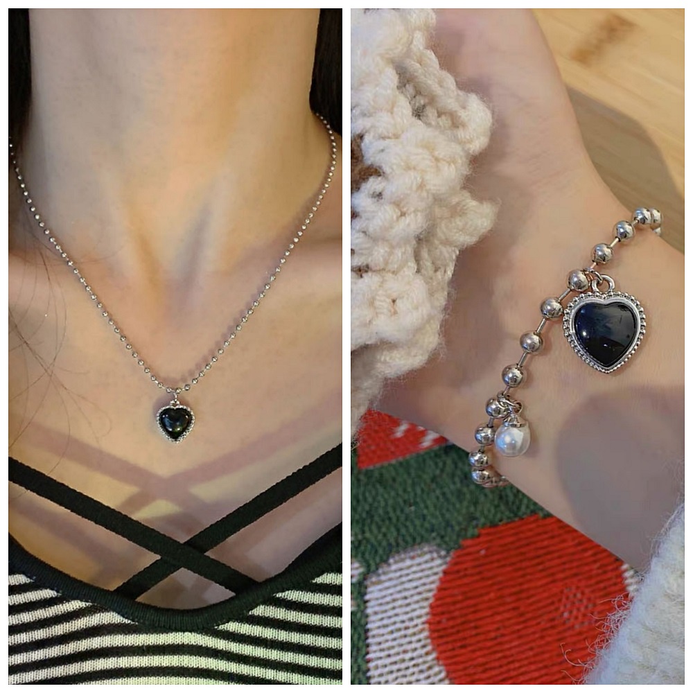 2 Cái / Bộ Dây Chuyền Và Vòng Tay Hàn Quốc Ngọc Trai Choker Trái Tim Mặt Dây Chuyền Bướm Phụ Kiện Trang Sức Thời Trang Cho Phụ Nữ