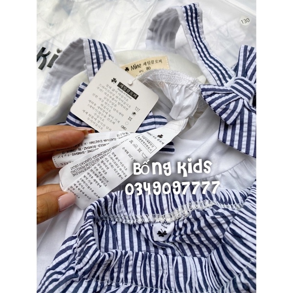 Bộ Hè Bé Gái Kẻ Nơ Thêu Thuyền Mine