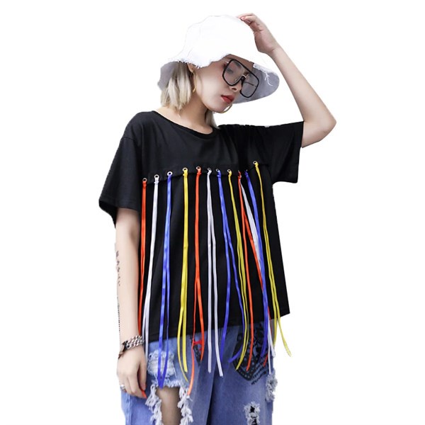 Áo Thun Mushroom Lee - Màu Đen - Ruy Băng Tua Rua 4 Màu