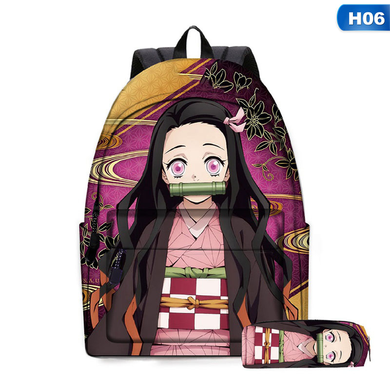 Ba lô hình Kimetsu no Yaiba Tanjiro Kamado Nezuko Kamado Zenitsu Agatsuma Giyuu Tomioka phong cách thời trang cho nữ