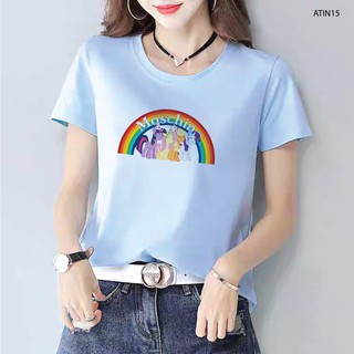 [ÁO HOT] ÁO THUN GIA ĐÌNH HAY NHÓM IN HỌA TIẾT CẦU VỒNG MOSCHINO SIÊU HOT ĐỦ MÀU ĐỦ SIZE -  ATIN15