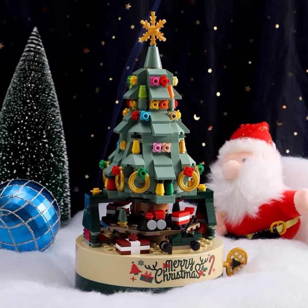 Hộp nhạc cây thông noel| Bộ xếp hình hộp nhạc cây thông JAKI1302 dịp Giáng sinh mới nhất