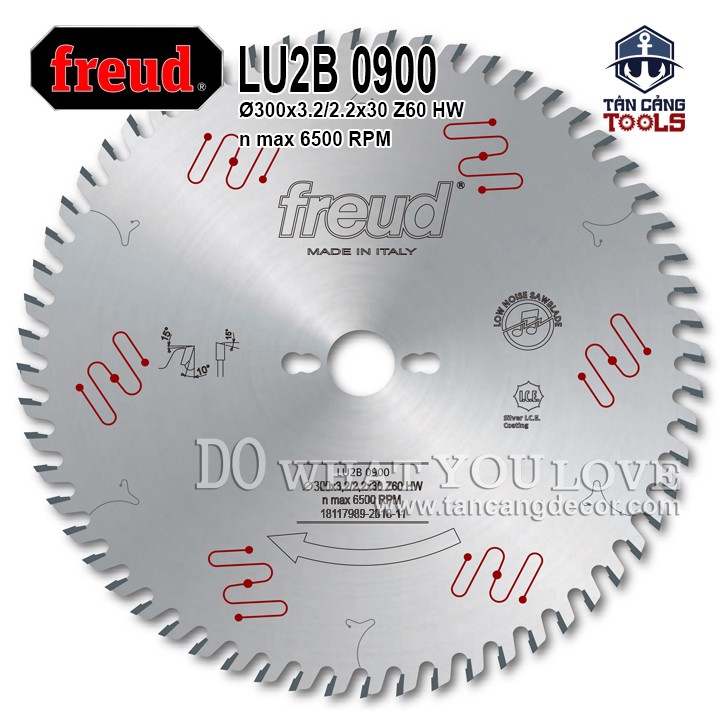 Lưỡi Cưa Gỗ Hợp Kim 305 x 30 mm x 60T Freud LU2B 0900 ( Phiên Bản Chống Ồn )