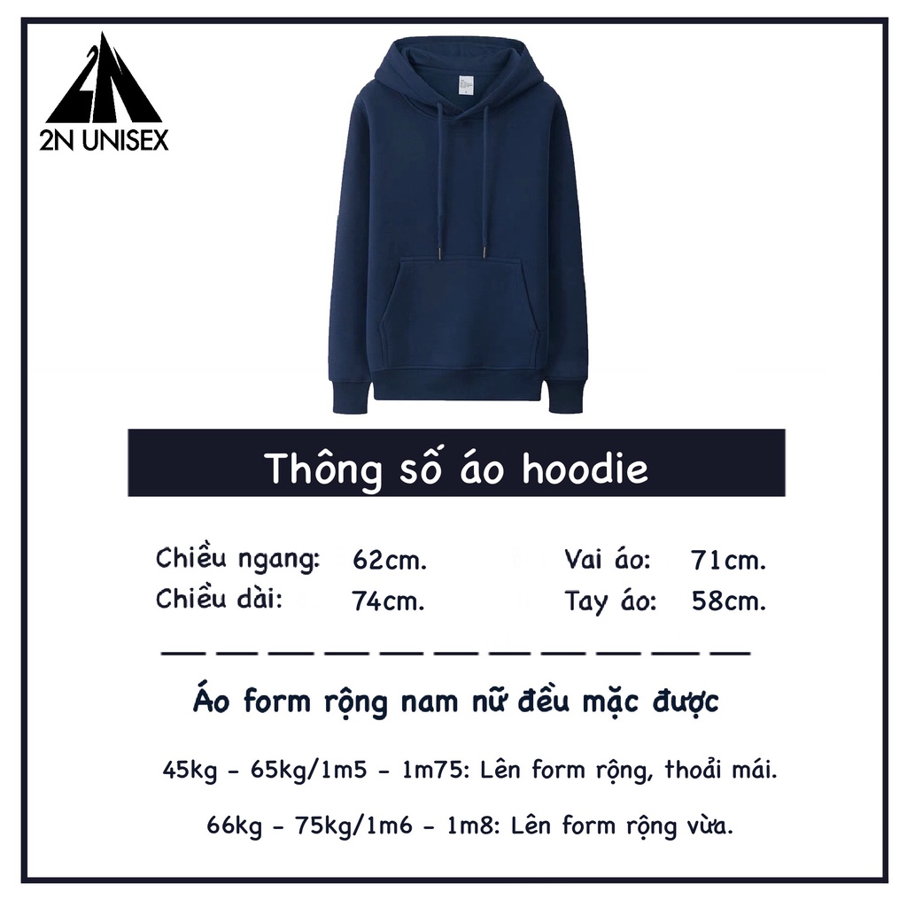 Áo khoác nỉ bông cotton dày mịn - hoodie form rộng unisex trơn basic - 2N Unisex