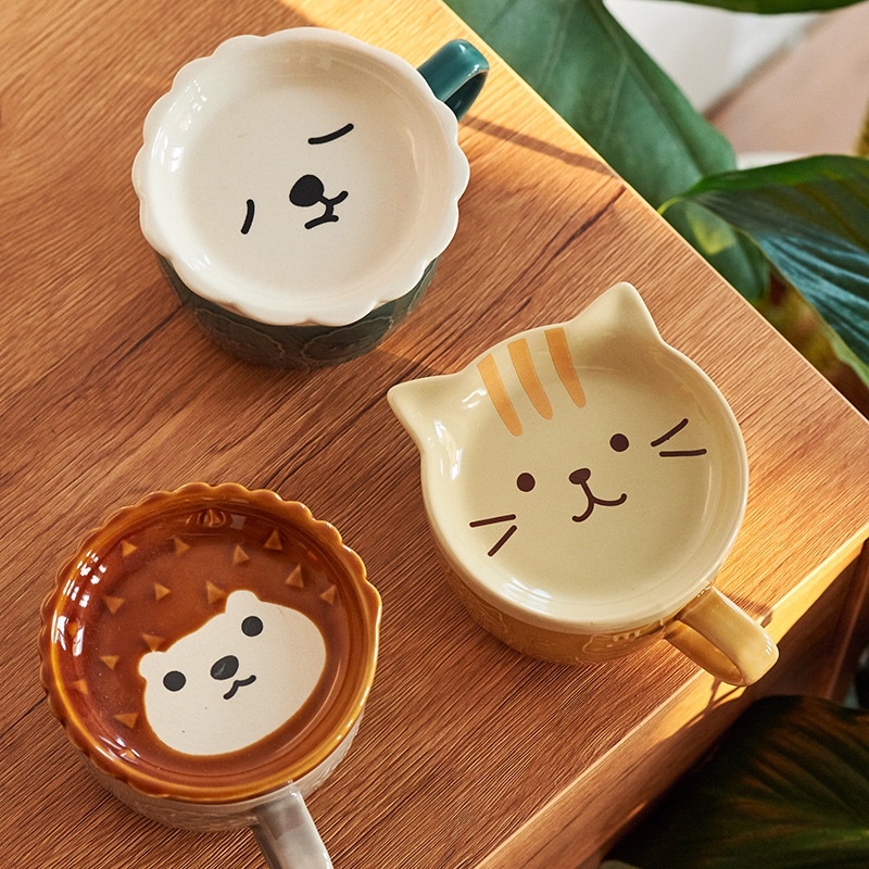 Cốc sứ tạo hình Mèo siêu dễ thương siêu yêu làm cốc uống nước văn phòng, trà, cafe, quà sinh nhật người yêu mèo