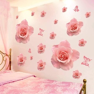 Decal dán tường hoa hồng phấn