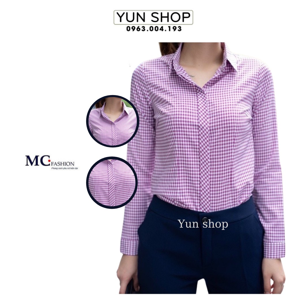 Áo Sơ Mi Nữ- Áo Sơ Mi Dài Tay Họa Tiết Kẻ Karo Nhỏ A656