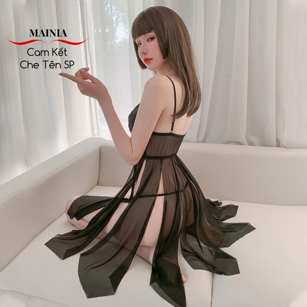 Đầm Ngủ Váy Ngủ Ren Hai Dây Xuyên Thấu Cắt Xẻ Tà Nhiều Lớp Sexy Quyến Rũ Mainia Shop