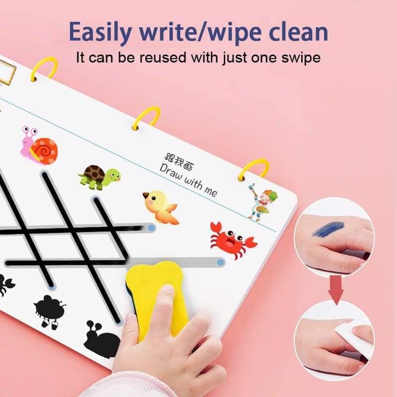 Tập tô vẽ viết thông minh xóa được - Đồ chơi Giáo dục toàn diện Montessori cho bé từ 2 3 4 5 tuổi