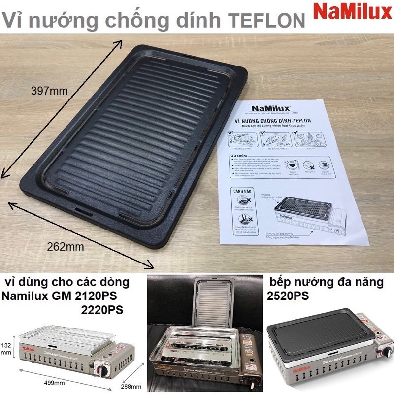 Vỉ khay nướng BBQ Namilux telfon dùng cho bếp đa năng 2in1