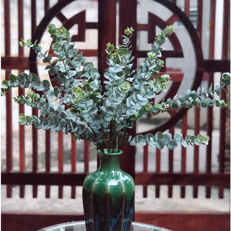 HOA GIẢ_Cành lá táo cao su cao cấp hàng loại 1, phủ phấn trắng. Phù hợp trang trí nhà cửa