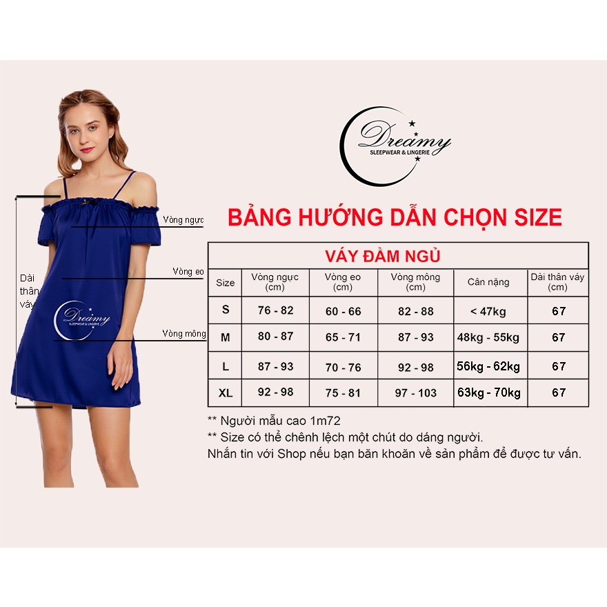 Váy ngủ 2 dây Baby Doll xòe rộng dáng suông tay áo cách điệu xinh xắn DREAMY VS24