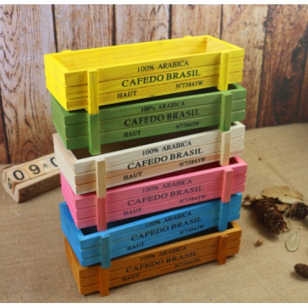 kệ gỗ trồng cây sen đá để hoa HG3 sắc màu 22,5x4,5x4,5 cm