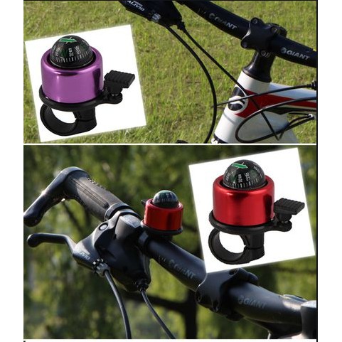 Chuông xe đạp hợp kim nhôm mạ điện nhiều màu có la bàn hình cầu