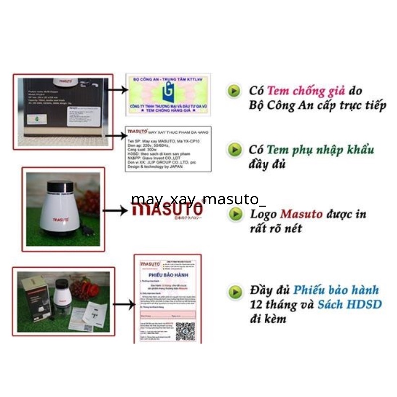 Máy Xay Đa Năng Masuto Dung Tích 0.7L Xay Nhuyễn Nhanh Trong 10s Tiết Kiệm Điện - Bảo Hành 12 Tháng